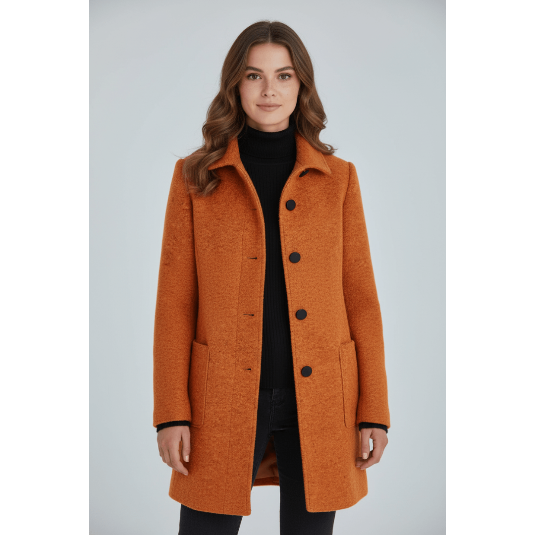 Lynn | Dames Lange Jas | Enkelrijige Warme Winter Jas Met Staande Kraag