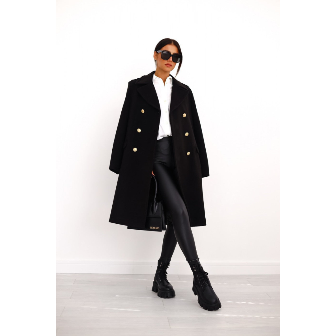 Eline | Winter Jas | Dames Wollen Trenchcoat met Dubbele Knoopsluiting