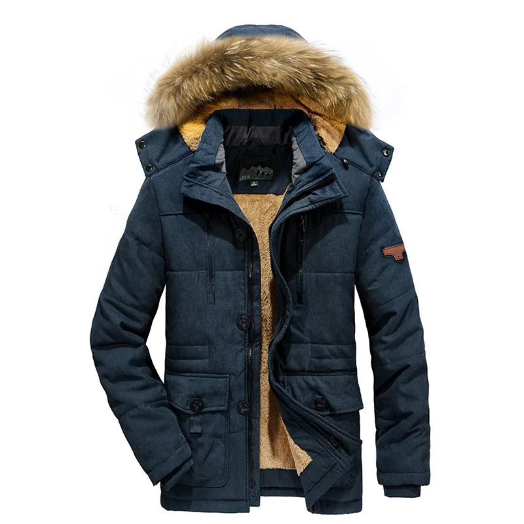 Theo | Heren Winter Parka Jas | Bontkraag met Afneembare Capuchon en Gewatteerd