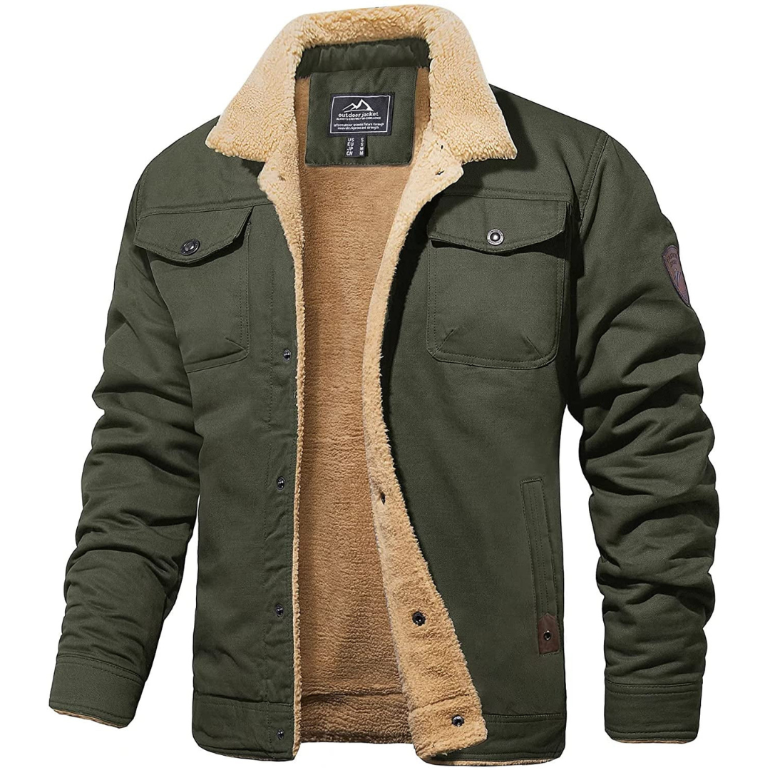Lennart | Heren Cargo Jas Met Fleece Voering | Bomber Jack met Knoopsluiting