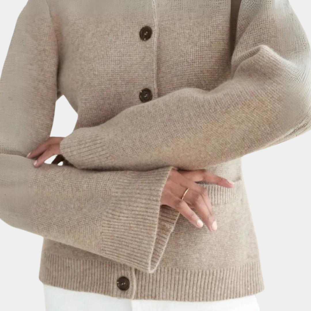 Annemieke | Dames Gebreid Vest | Cardigan met Knopen en Ronde Hals