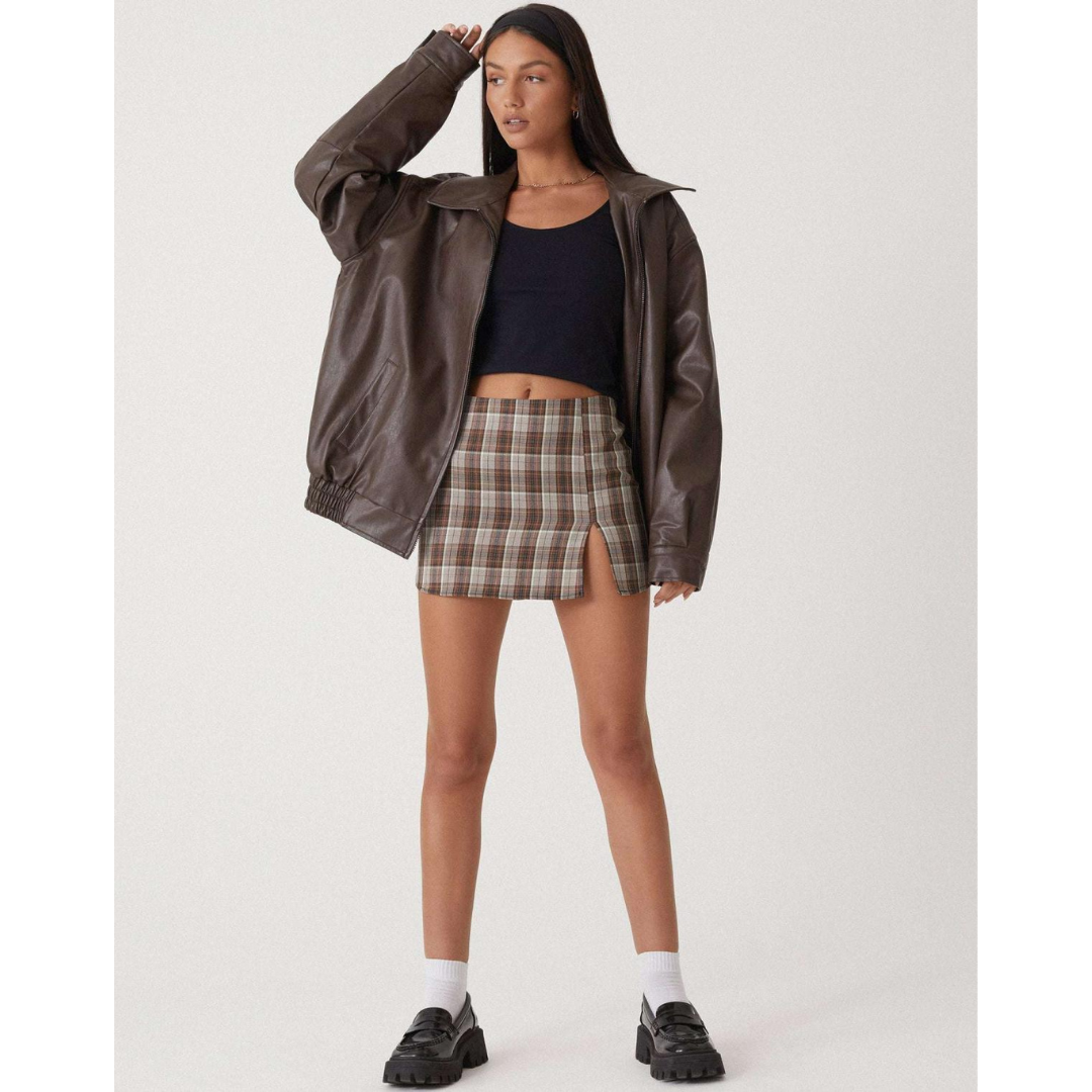 Cato | Leren Jas | Oversized Bikerjack met Lange Mouwen