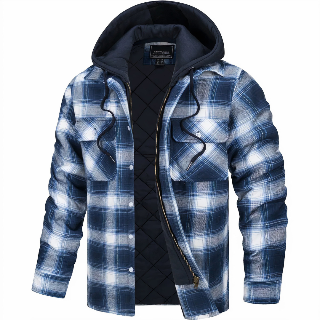Bernard | Heren Bomber Jas Met Capuchon | Geruit Houthakkersjack Met Gewatteerd Fleece