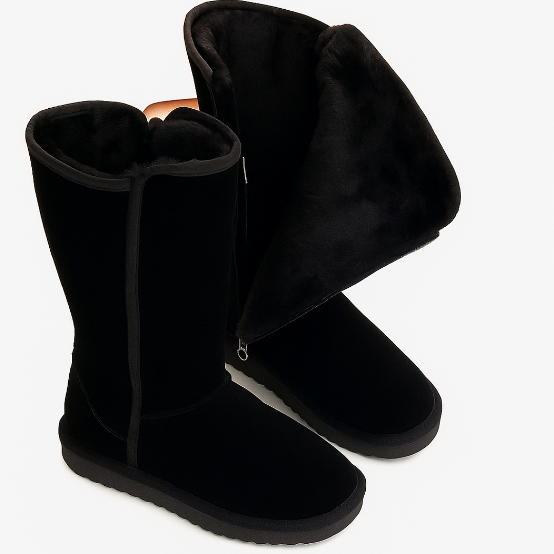 Elsbeth | Dames Suède Winter Laarzen | Warme Pluche Gevoerd met Zijrits