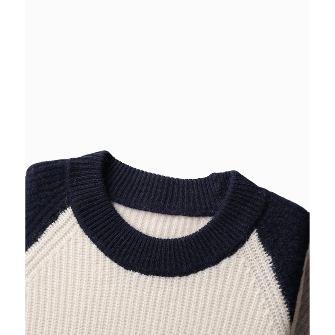 Andy | Heren Trui | Ronde Hals en Verdikt - Casual Contrasterende Kleur Warme Trui