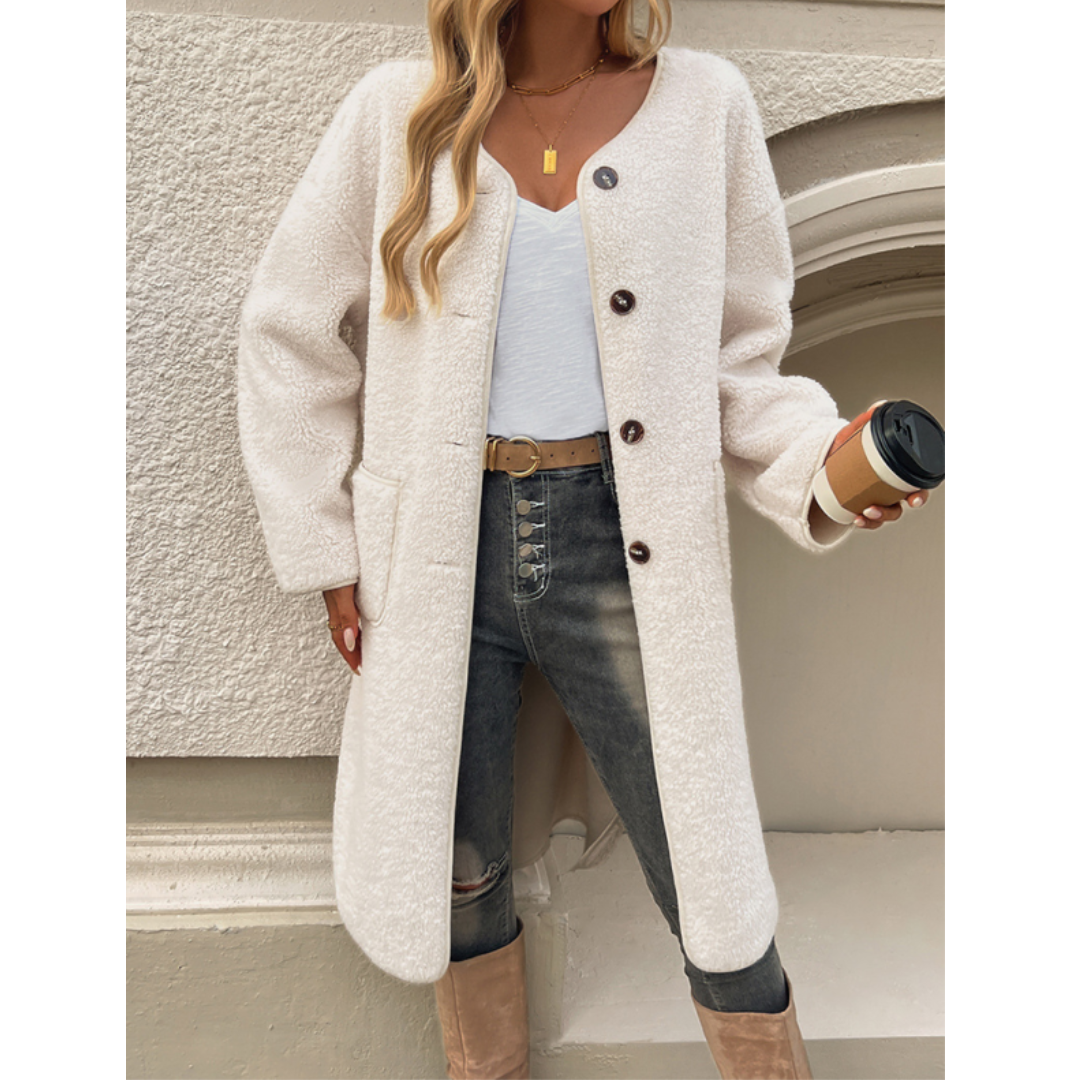 Catharina | Dames Winter Vest | Lange Cardigan Met Knopen en Zakken