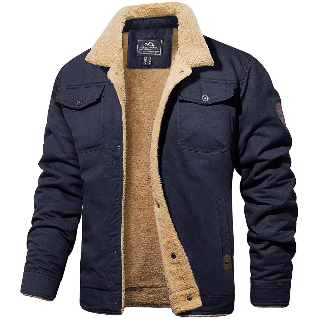 Lennart | Heren Cargo Jas Met Fleece Voering | Bomber Jack met Knoopsluiting