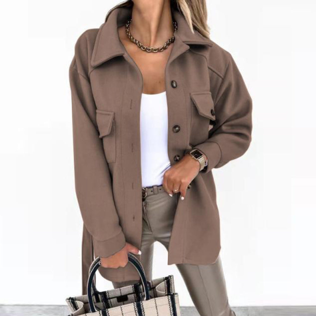 Mariska | Dames Trendy Jas Voor Herfst | Oversized met Reverskraag en Borstzakken
