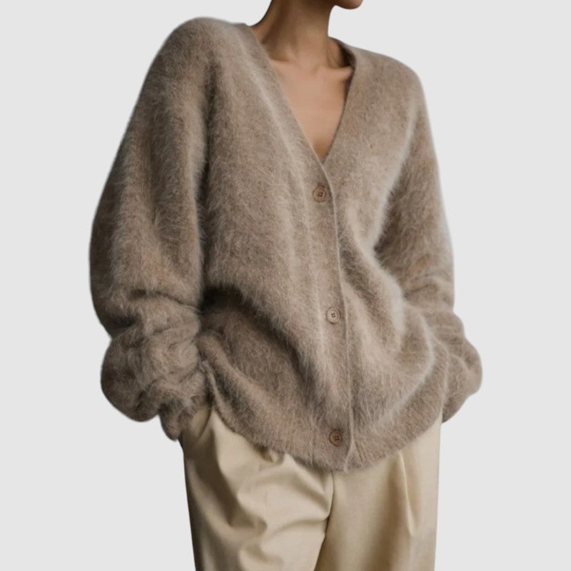 Lilian | Dames Trui met V-Hals en Knoopsluiting | Oversized Cardigan