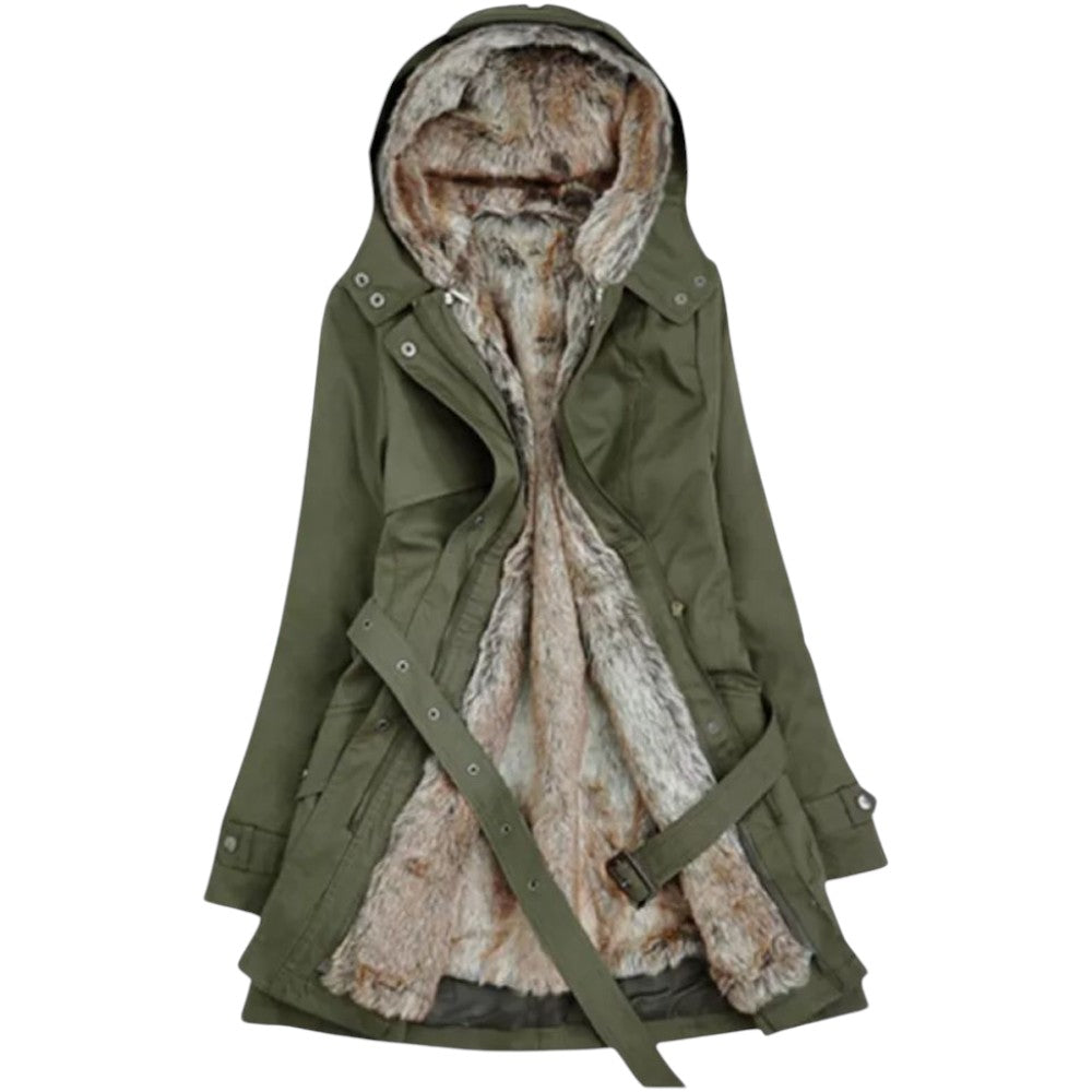 Marije | Dames Lange Winterjas Met Bont-Voering | Fleece Parka Met Capuchon