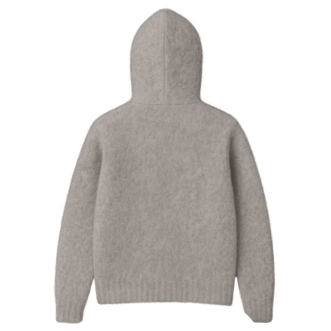 Skyler | Fluffy Gebreide Grijze Hoodie | Losse Pasvorm