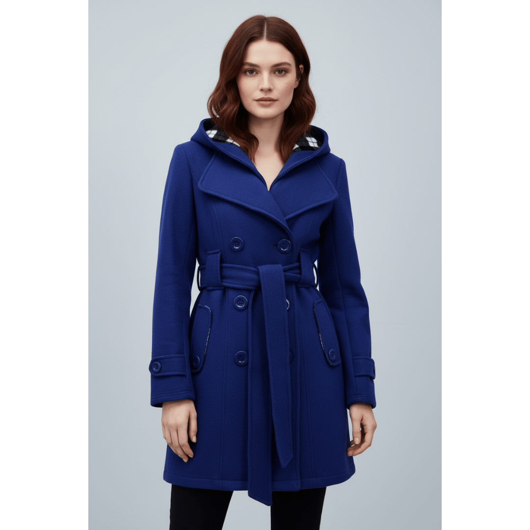 Luisa | Dames Lange Winter Jas | Trenchcoat Met Capuchon En Lange Mouw | Geknoopte Winterjas Met Ceintuurtaille