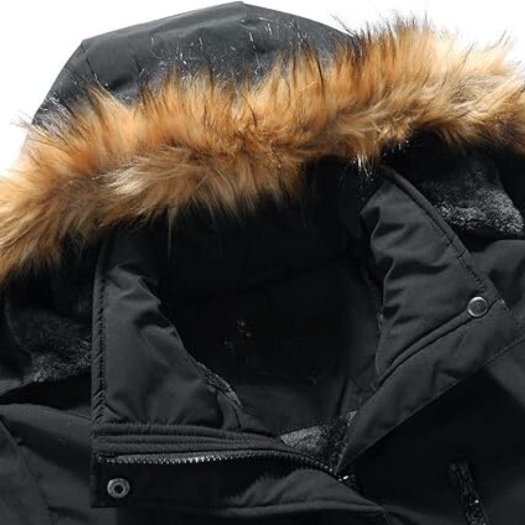 Theo | Heren Winter Parka Jas | Bontkraag met Afneembare Capuchon en Gewatteerd