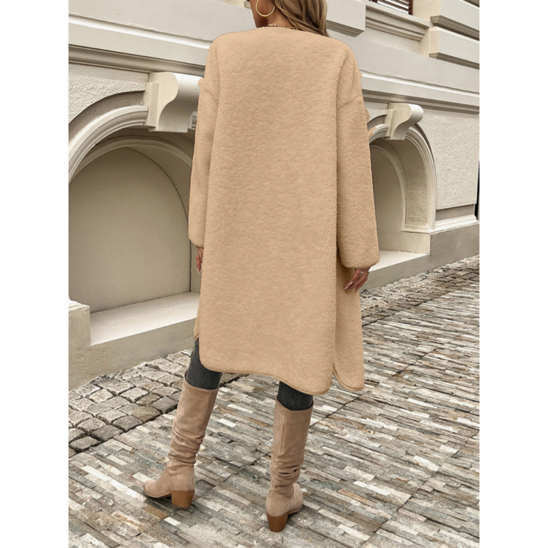 Catharina | Dames Winter Vest | Lange Cardigan Met Knopen en Zakken