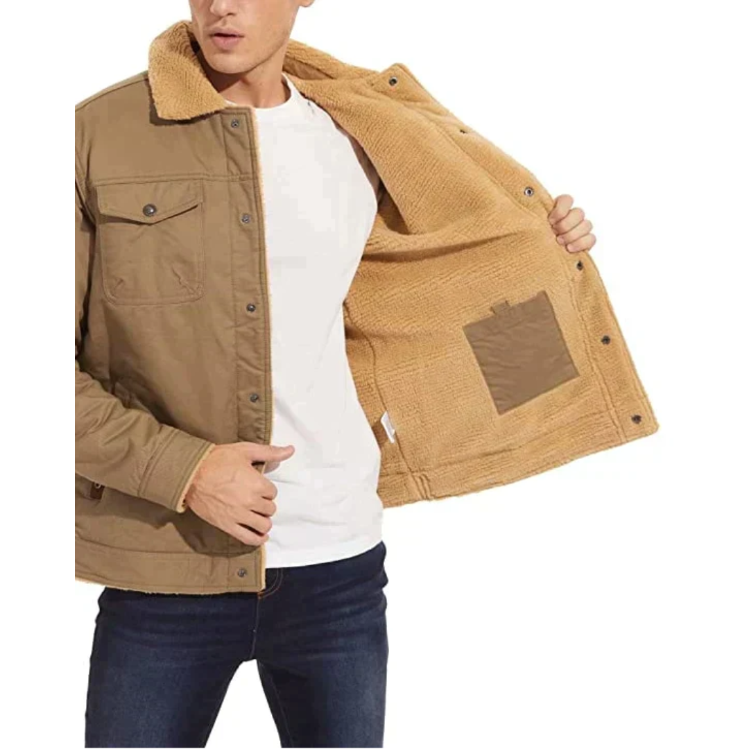 Lennart | Heren Cargo Jas Met Fleece Voering | Bomber Jack met Knoopsluiting