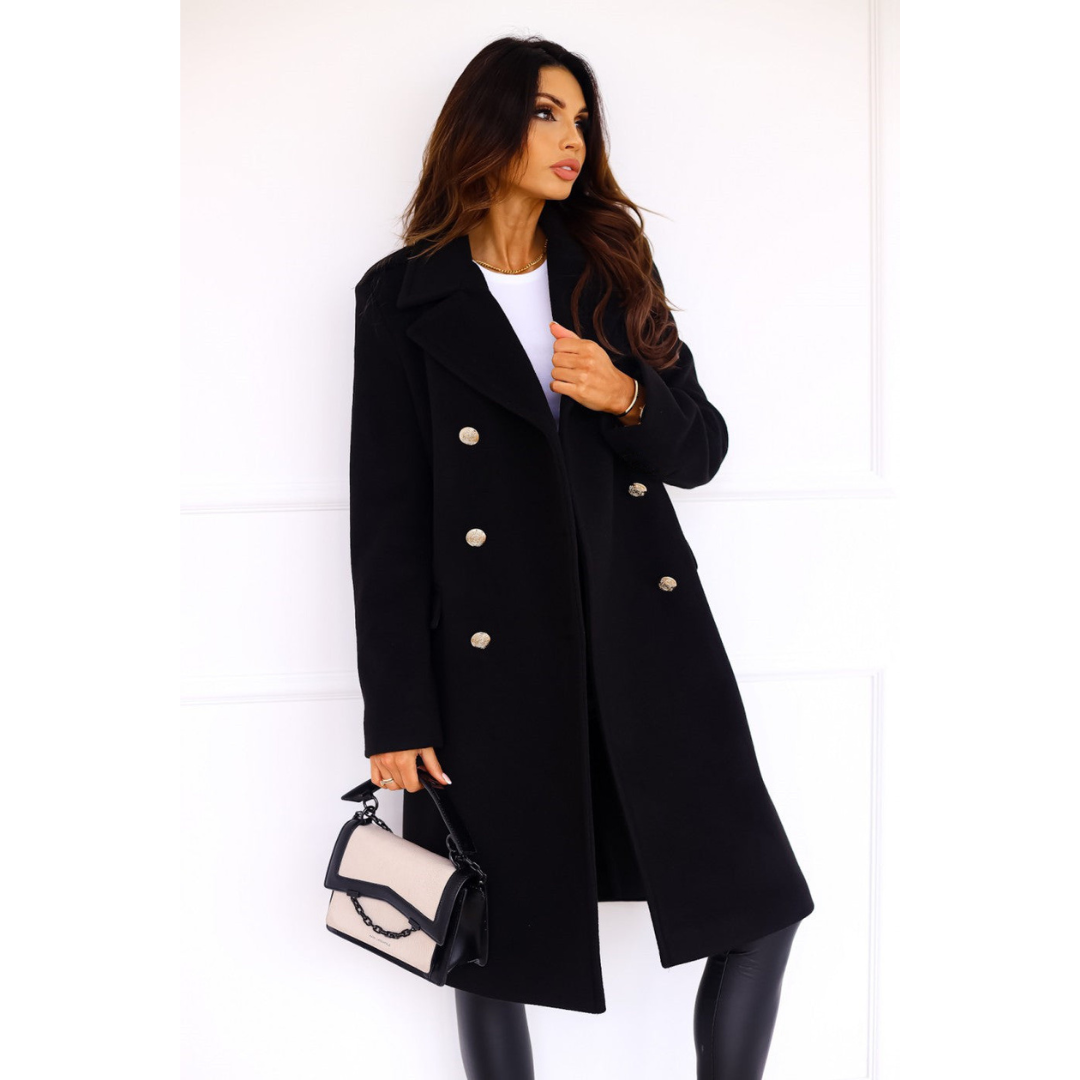 Eline | Winter Jas | Dames Wollen Trenchcoat met Dubbele Knoopsluiting