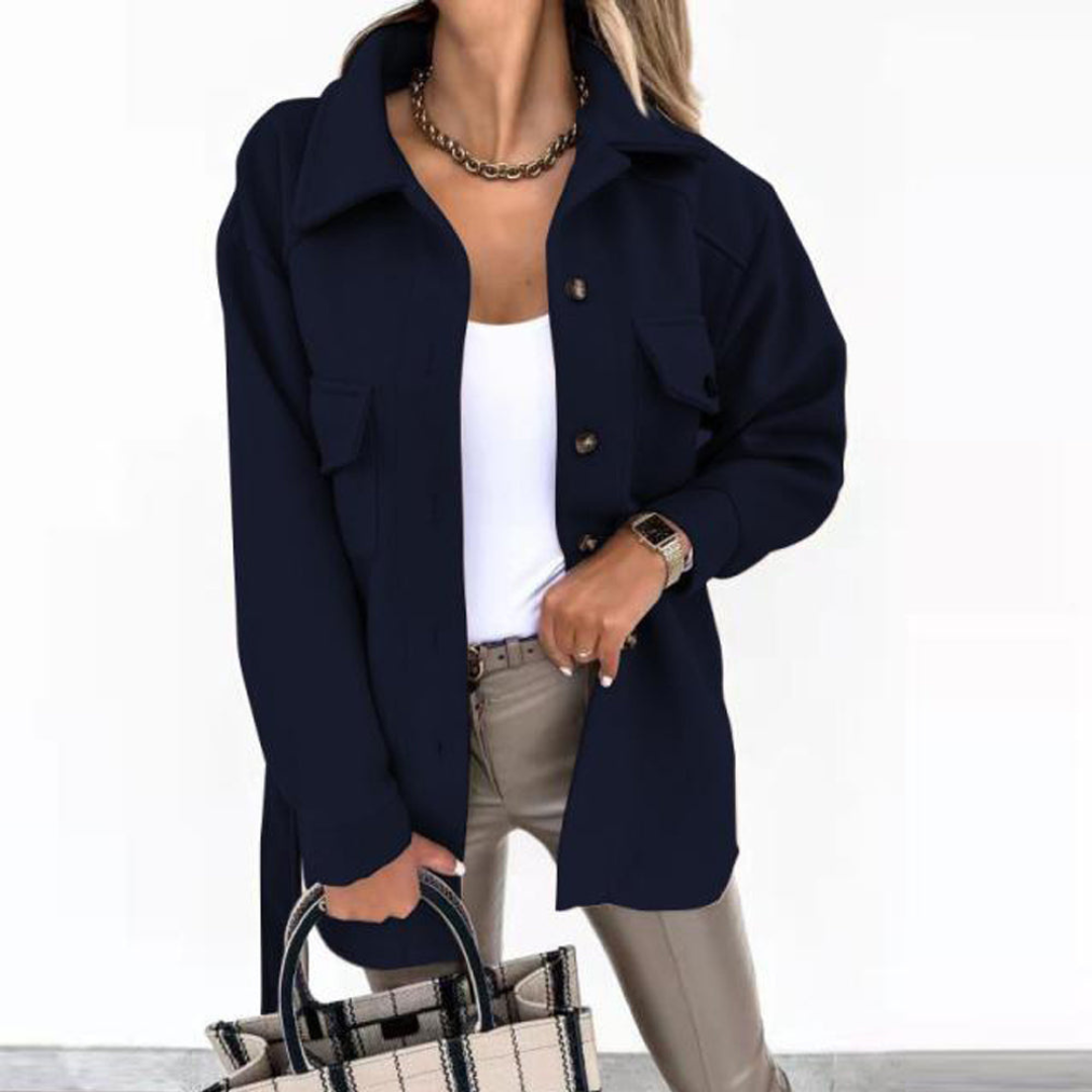 Mariska | Dames Trendy Jas Voor Herfst | Oversized met Reverskraag en Borstzakken