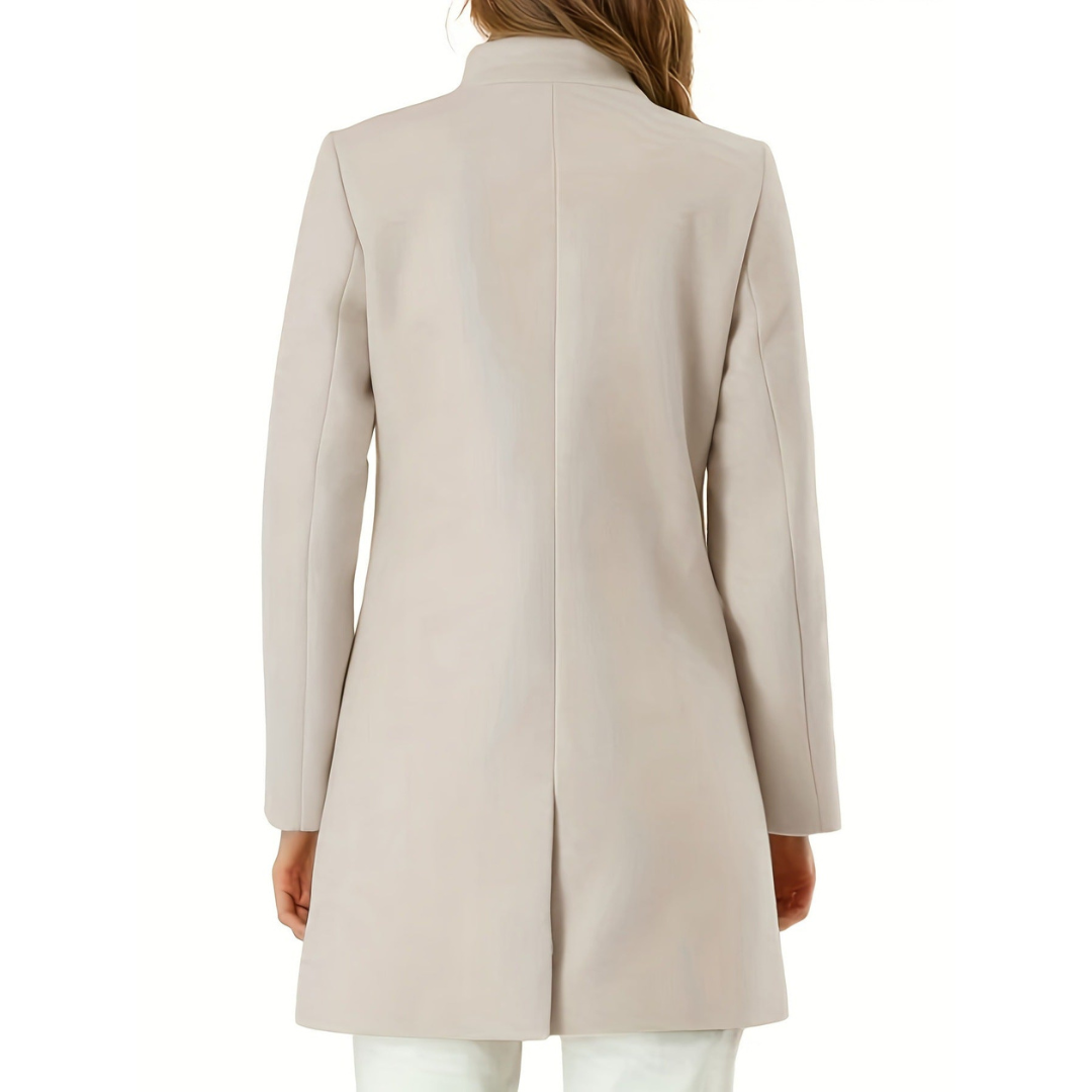 Helena | Dames Winter Jas | Opstaande Kraag en Enkelgeknoopt | Zakelijk/Casual