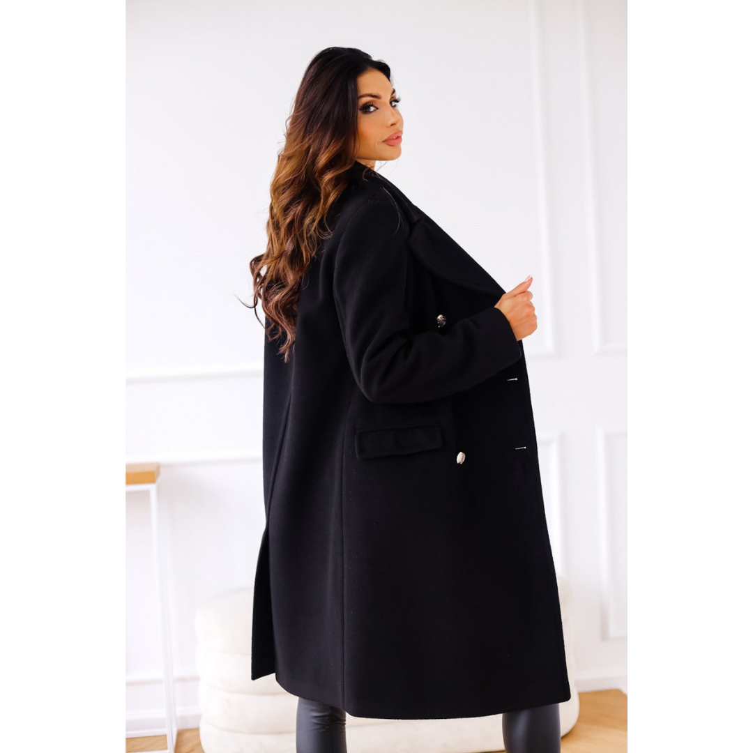 Eline | Winter Jas | Dames Wollen Trenchcoat met Dubbele Knoopsluiting