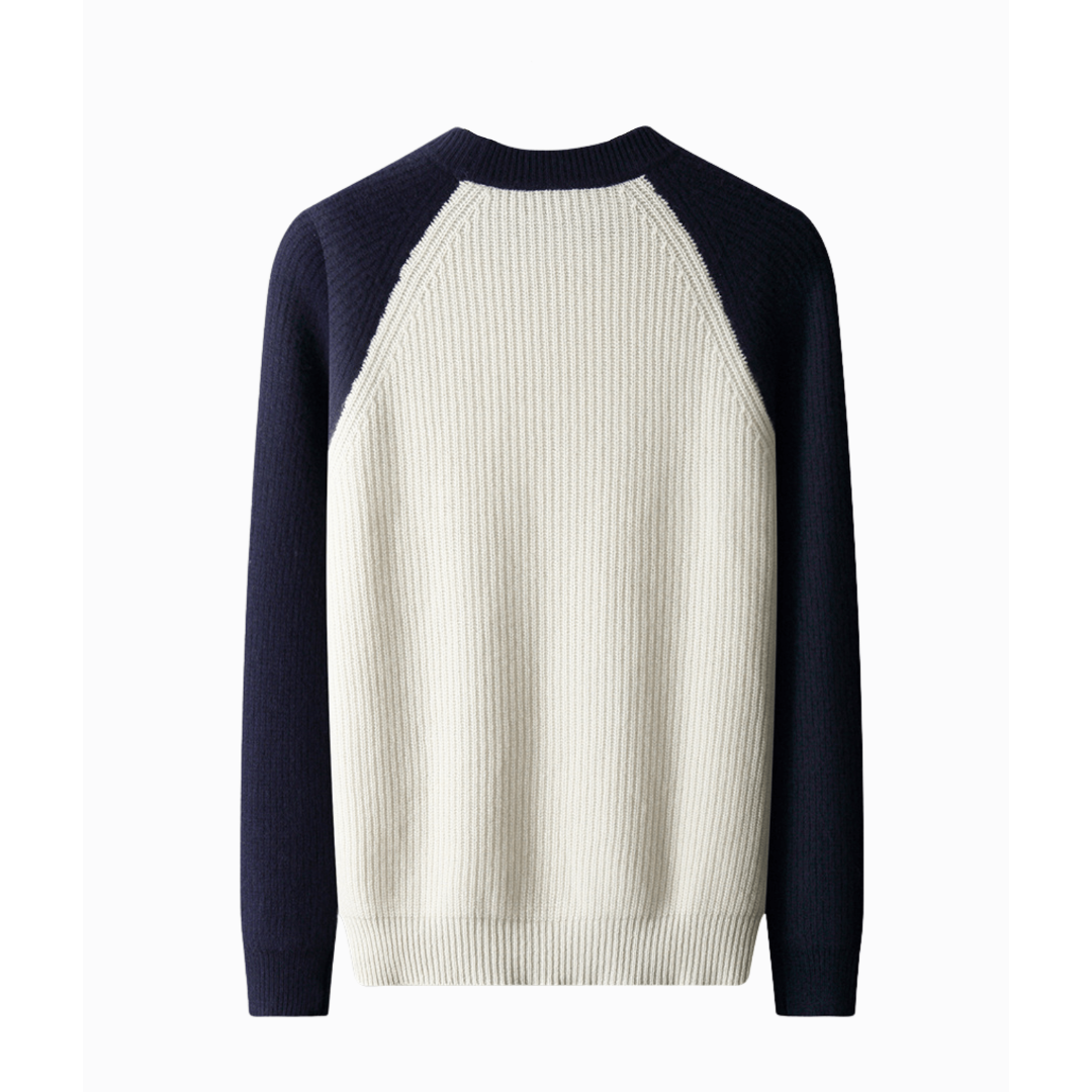 Andy | Heren Trui | Ronde Hals en Verdikt - Casual Contrasterende Kleur Warme Trui
