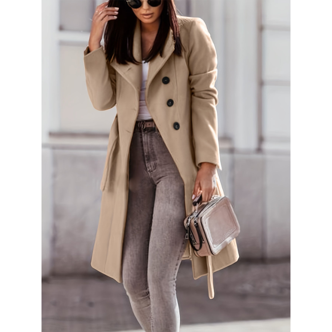 Nicolien | Dames Lange Trenchcoat | Oversized Winter Jas Met Ceintuur