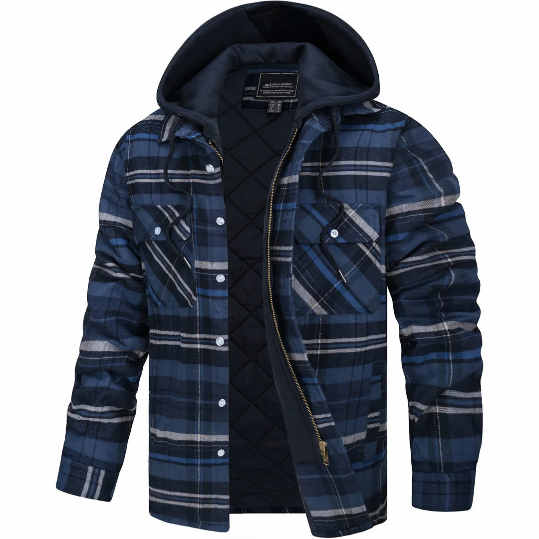 Bernard | Heren Bomber Jas Met Capuchon | Geruit Houthakkersjack Met Gewatteerd Fleece