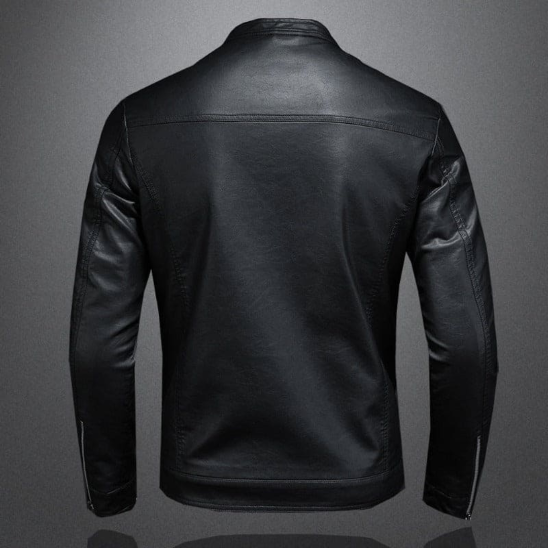 Wessel | Heren Leren Jas met Opstaande Kraag | Slim-Fit Bikers Stijl