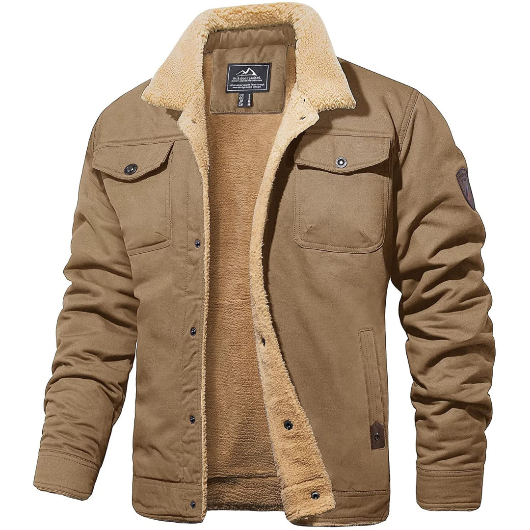 Lennart | Heren Cargo Jas Met Fleece Voering | Bomber Jack met Knoopsluiting