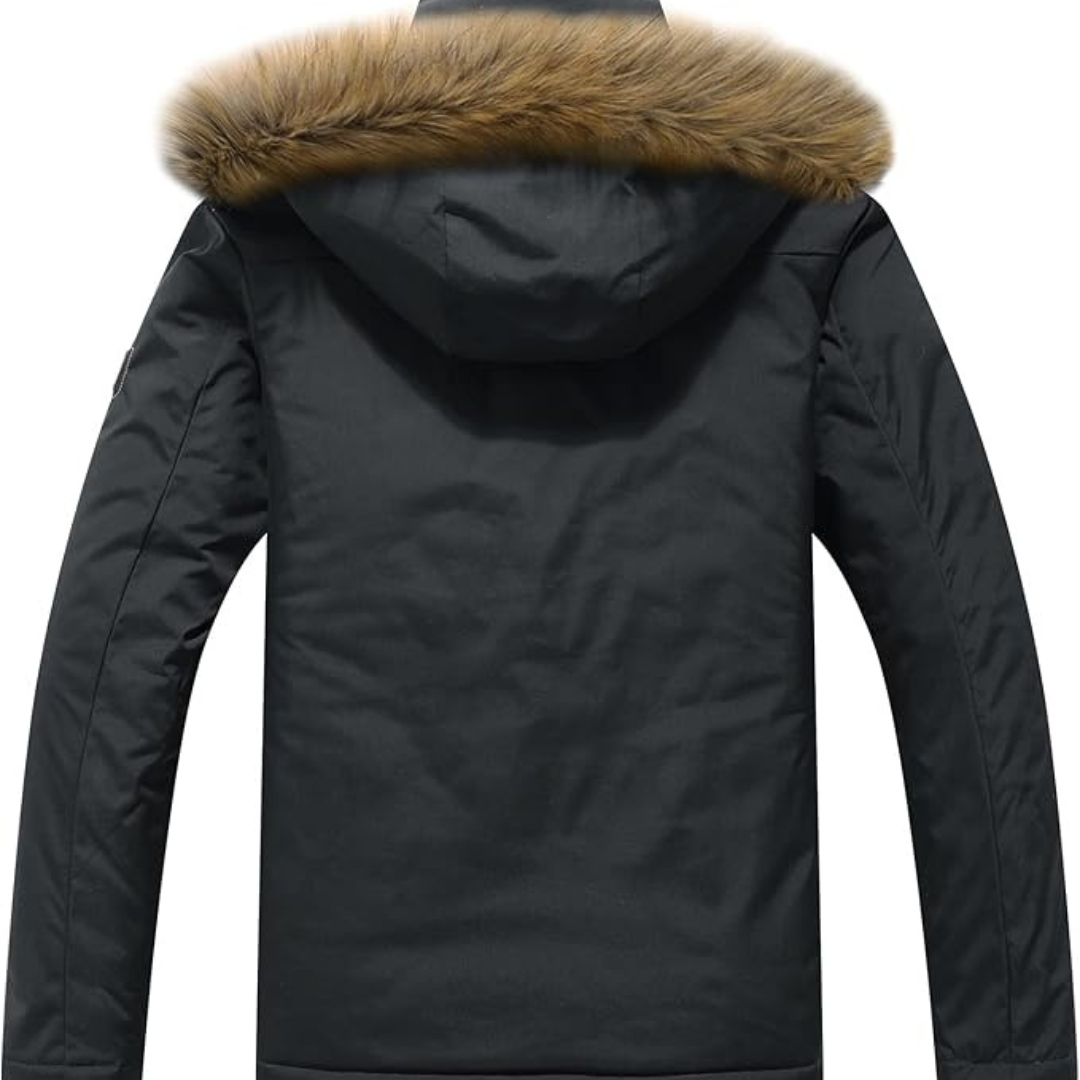 Theo | Heren Winter Parka Jas | Bontkraag met Afneembare Capuchon en Gewatteerd
