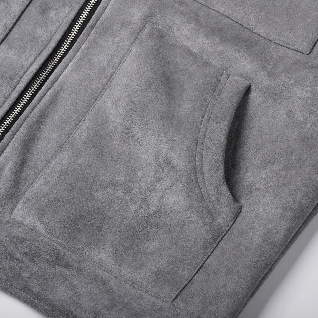 Samuël | Heren Suede Jas – Grijs | Vintage Leren Jas Voor Mannen