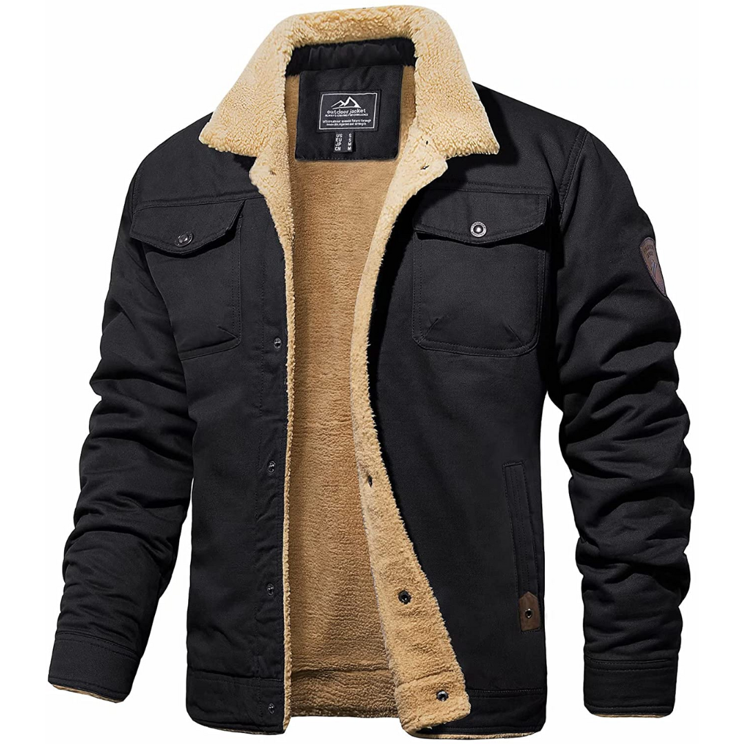 Lennart | Heren Cargo Jas Met Fleece Voering | Bomber Jack met Knoopsluiting