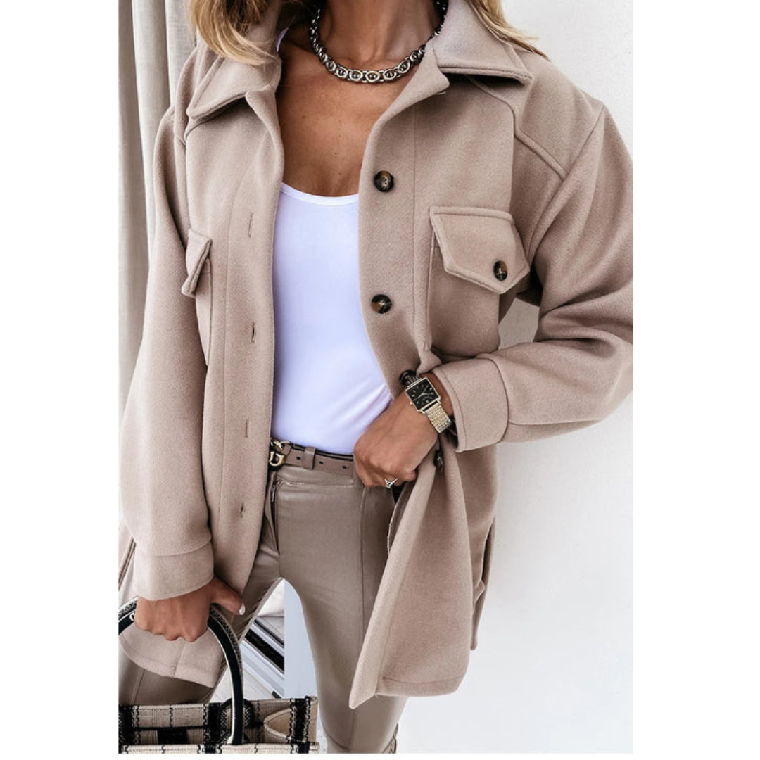 Mariska | Dames Trendy Jas Voor Herfst | Oversized met Reverskraag en Borstzakken