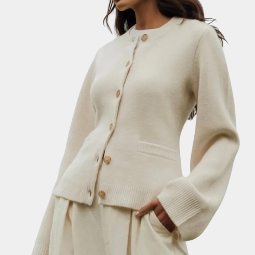 Annemieke | Dames Gebreid Vest | Cardigan met Knopen en Ronde Hals