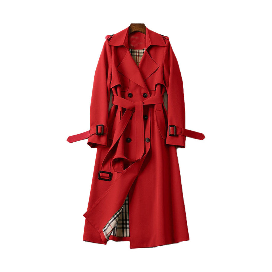 Irene | Dames Lange Jas | Dubbel Geknoopte Trenchcoat Met Riem