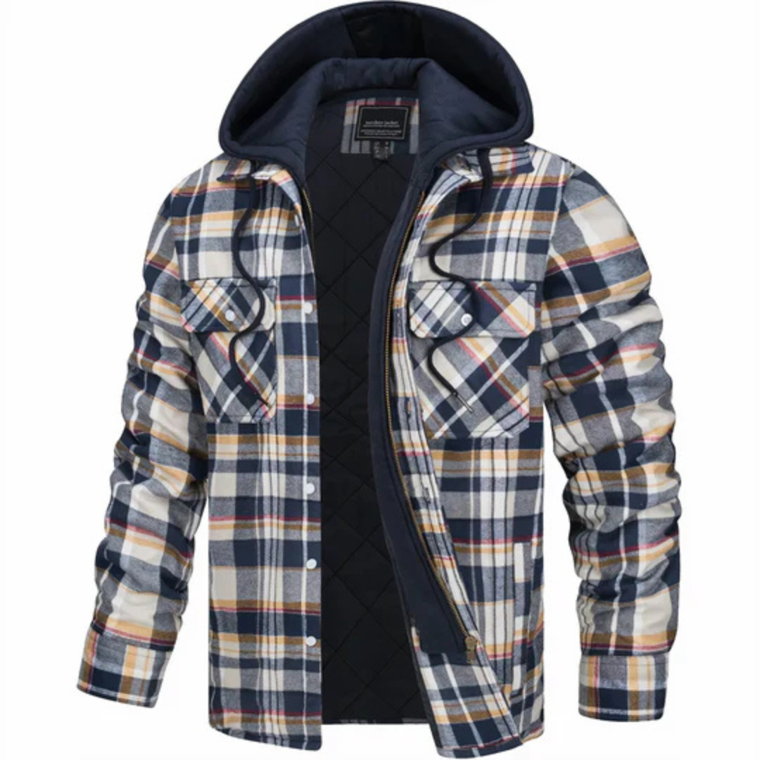 Bernard | Heren Bomber Jas Met Capuchon | Geruit Houthakkersjack Met Gewatteerd Fleece