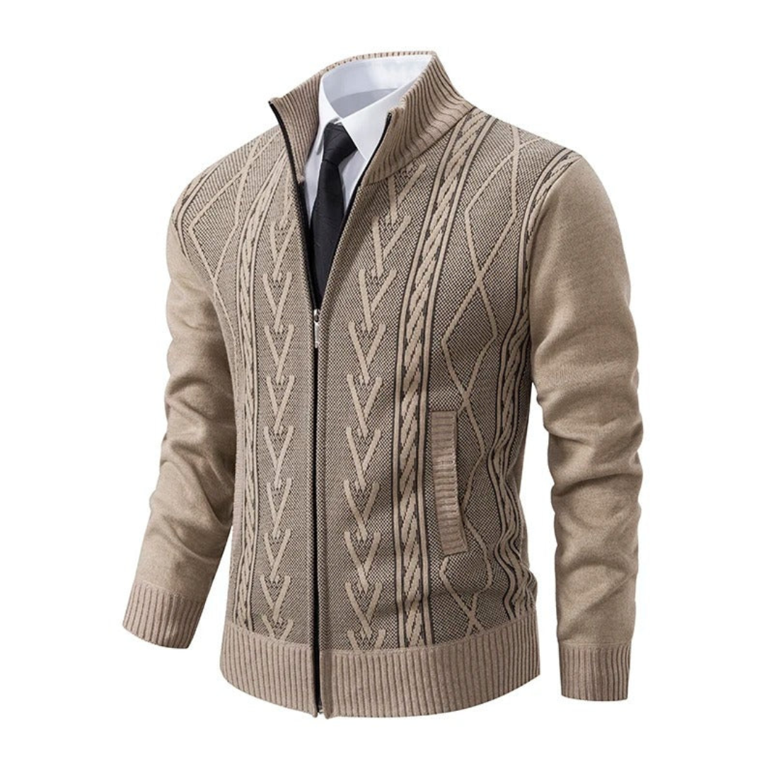 Arnold | Heren Vest | Slim fit - Kabelgebreid Met Sjaalkraag En Rits