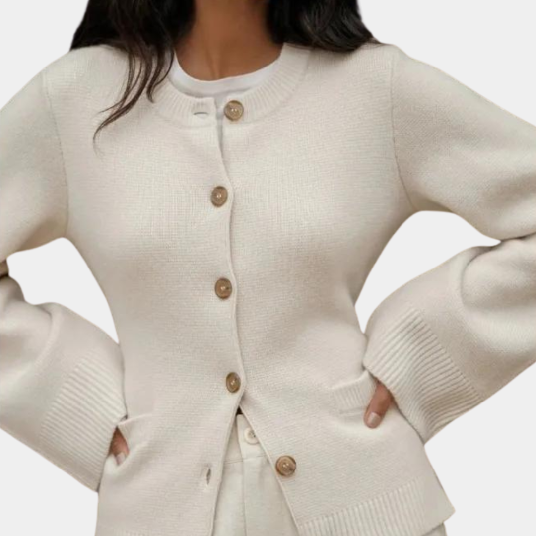 Annemieke | Dames Gebreid Vest | Cardigan met Knopen en Ronde Hals