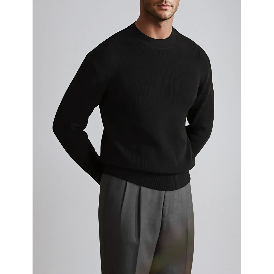 Levi | Heren Winter Gebreide Trui | Geribd Met Ronde Hals En Lange Mouwen - Basis Casual