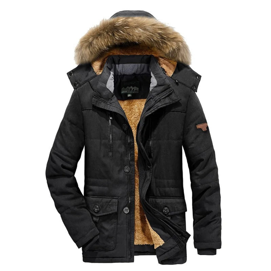 Theo | Heren Winter Parka Jas | Bontkraag met Afneembare Capuchon en Gewatteerd