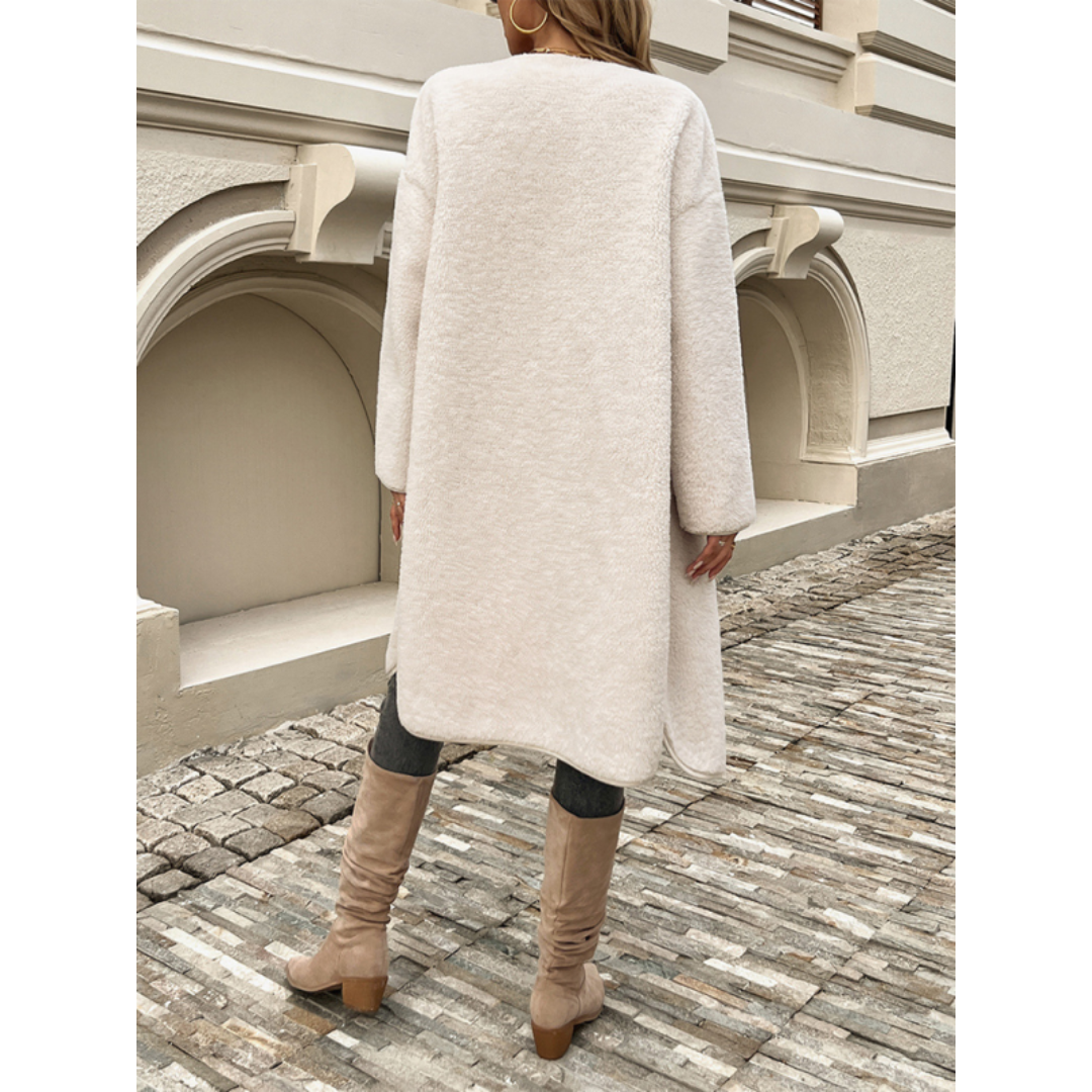 Catharina | Dames Winter Vest | Lange Cardigan Met Knopen en Zakken