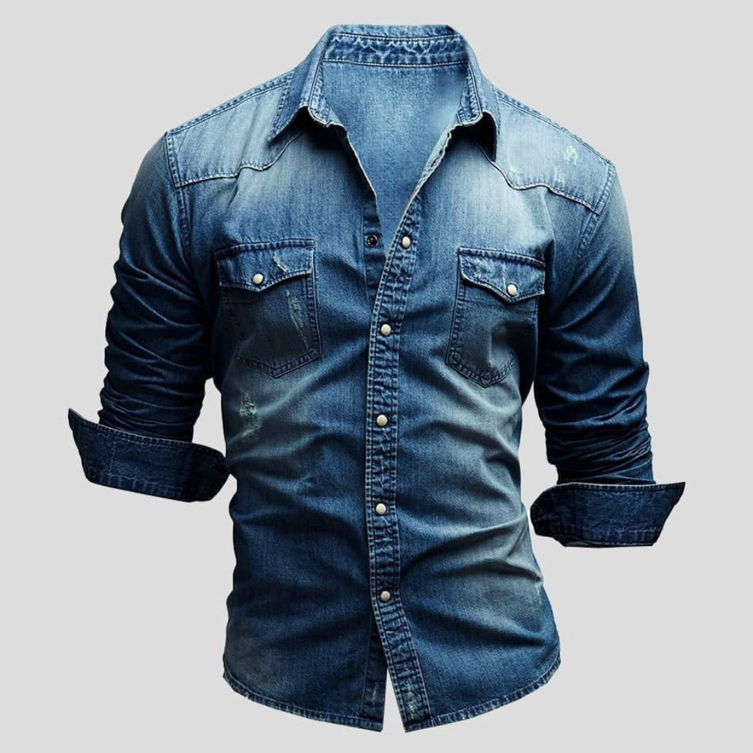 Thijmen | Denim Overhemd met Borstzakken