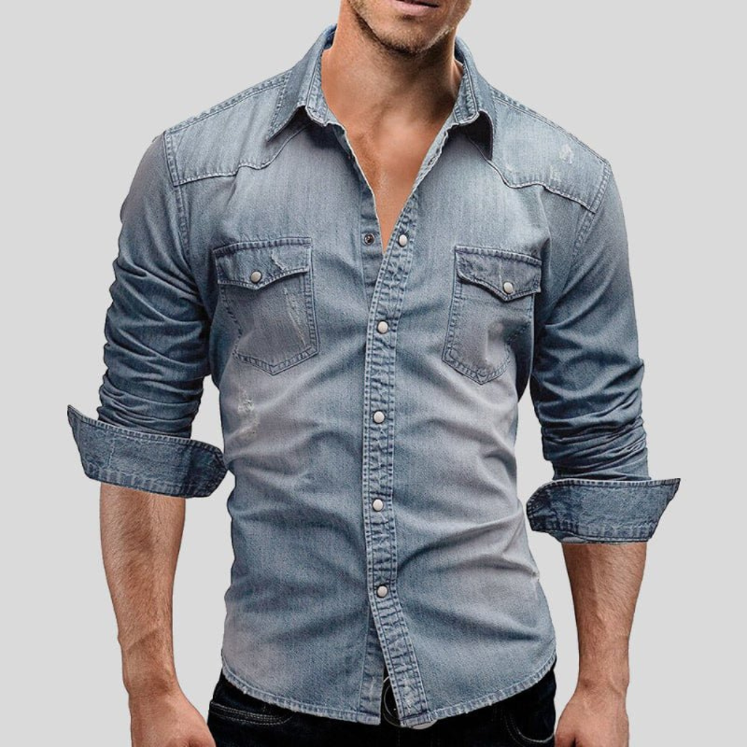 Thijmen | Denim Overhemd met Borstzakken