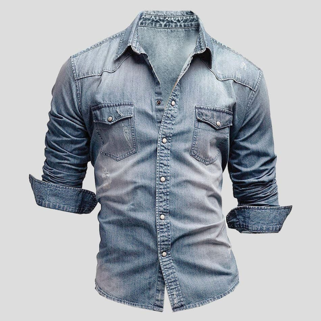 Thijmen | Denim Overhemd met Borstzakken