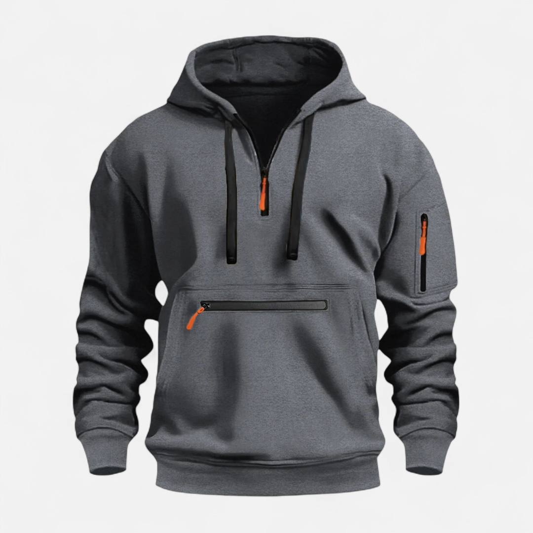 Thijs | Heren Hoodie met Kwart Rits en Lange Mouwen | Sportieve Trui