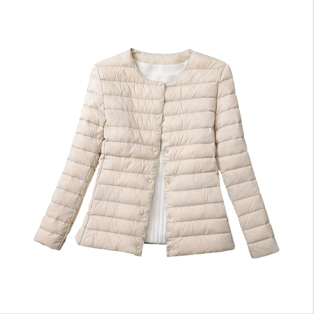 Bente | Dames Gewatteerde Korte Jas Met Knopen