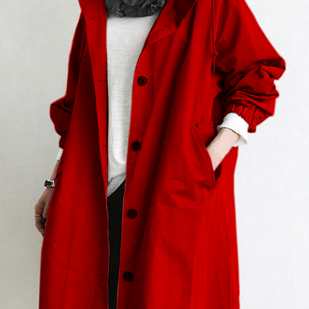 Marysa | Dames Regen Jas met Capuchon | Lange Losse Jas voor Herfst en Winter