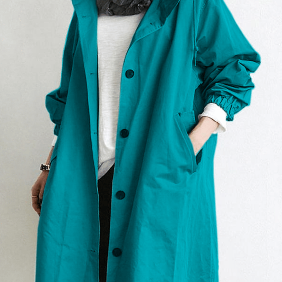 Marysa | Dames Regen Jas met Capuchon | Lange Losse Jas voor Herfst en Winter