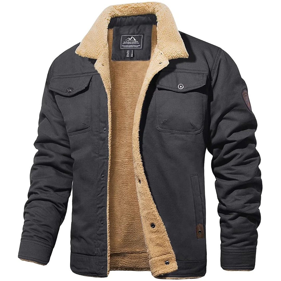 Lennart | Heren Cargo Jas Met Fleece Voering | Bomber Jack met Knoopsluiting