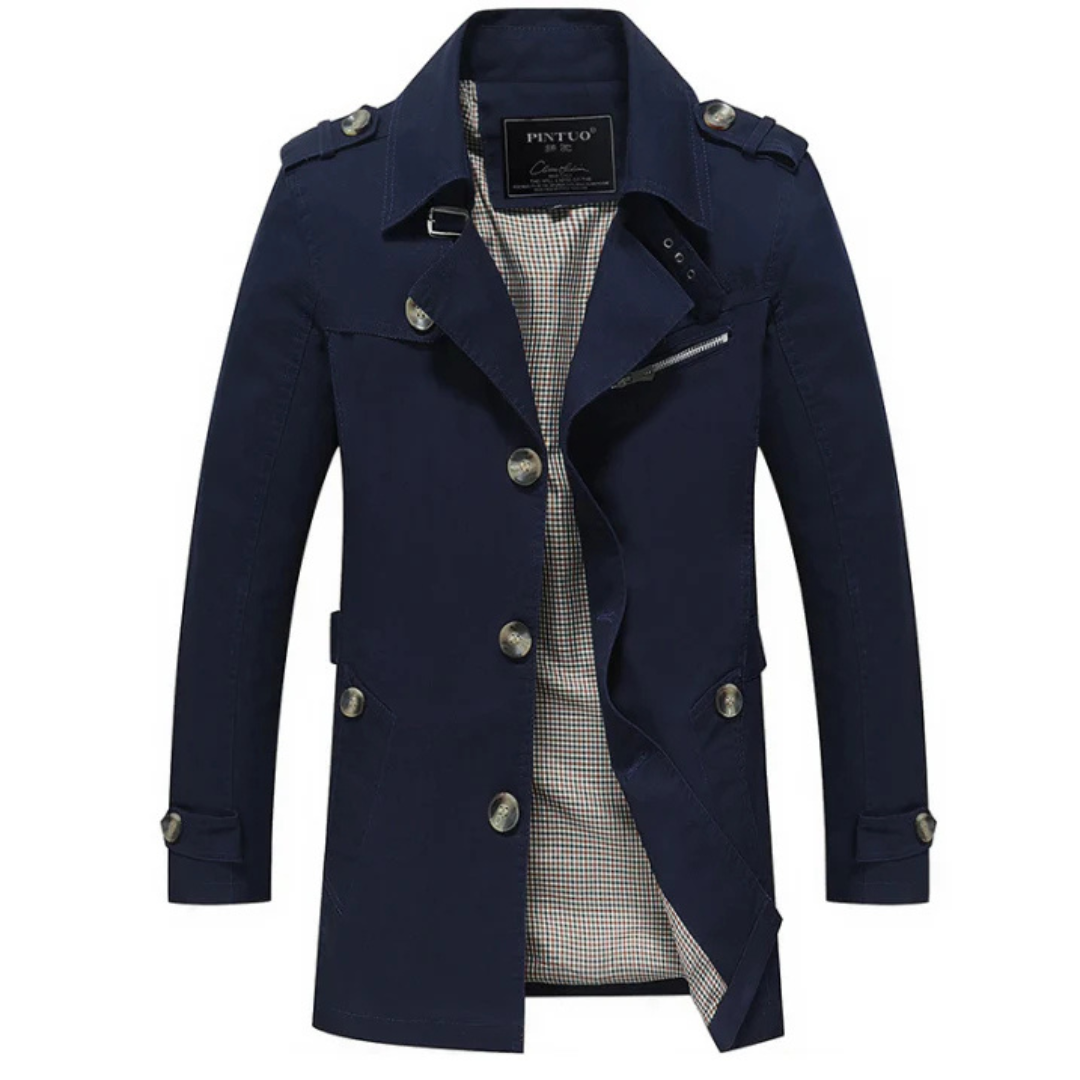 Stefan | Heren Winddichte Trenchcoat Met Dubbele Rij Knopen