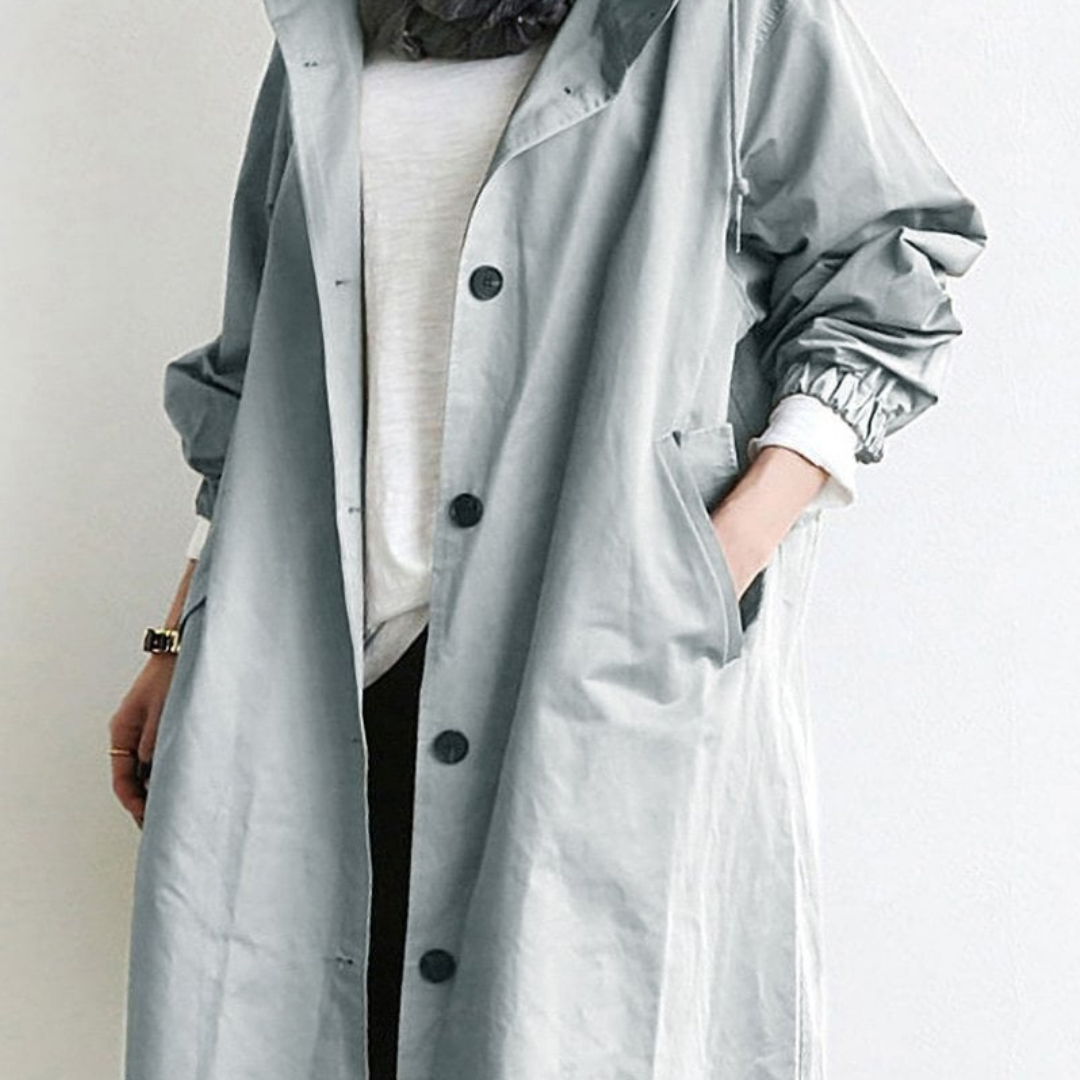 Marysa | Dames Regen Jas met Capuchon | Lange Losse Jas voor Herfst en Winter